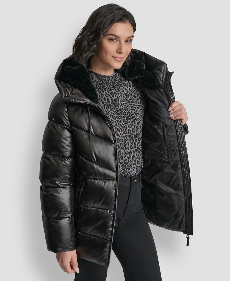 Dkny Women's Shine Hooded Puffer Coat