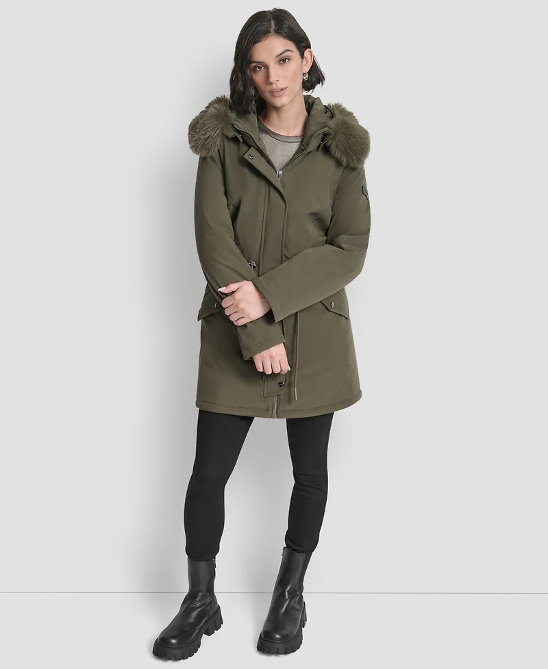 Dkny Women's Trim Hooded Anorak Puffer Coat