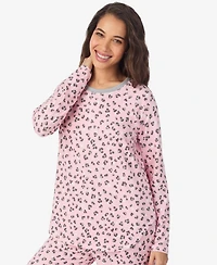 Cuddl Duds Women's Long Sleeve Crewneck Top and Jogger Pajama Set