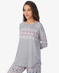 Cuddl Duds Women's Long Sleeve Crewneck Top and Jogger Pajama Set