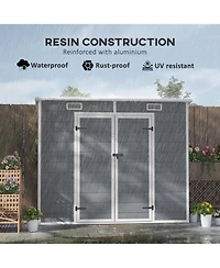 Outsunny 8' x 4' Outdoor Storage Shed, Resin Shed with Floor,