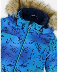 Deux par Boy One-Piece Discover Snowsuit Blue Gradient Dinosaur Print - Toddler|Child