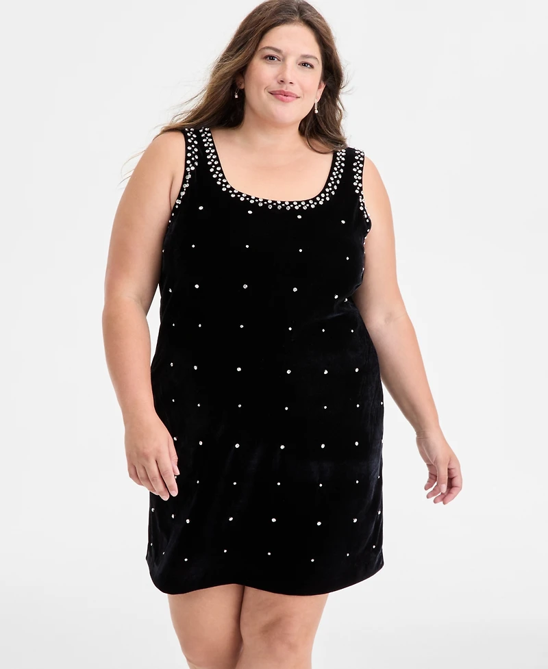 On 34th Trendy Plus Rhinestone-Embellished Mini Dress, Macy's Exclusive