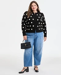 On 34th Trendy Plus Size Eyelash-Texture Dot-Print Cardigan, Macy's Exclusive