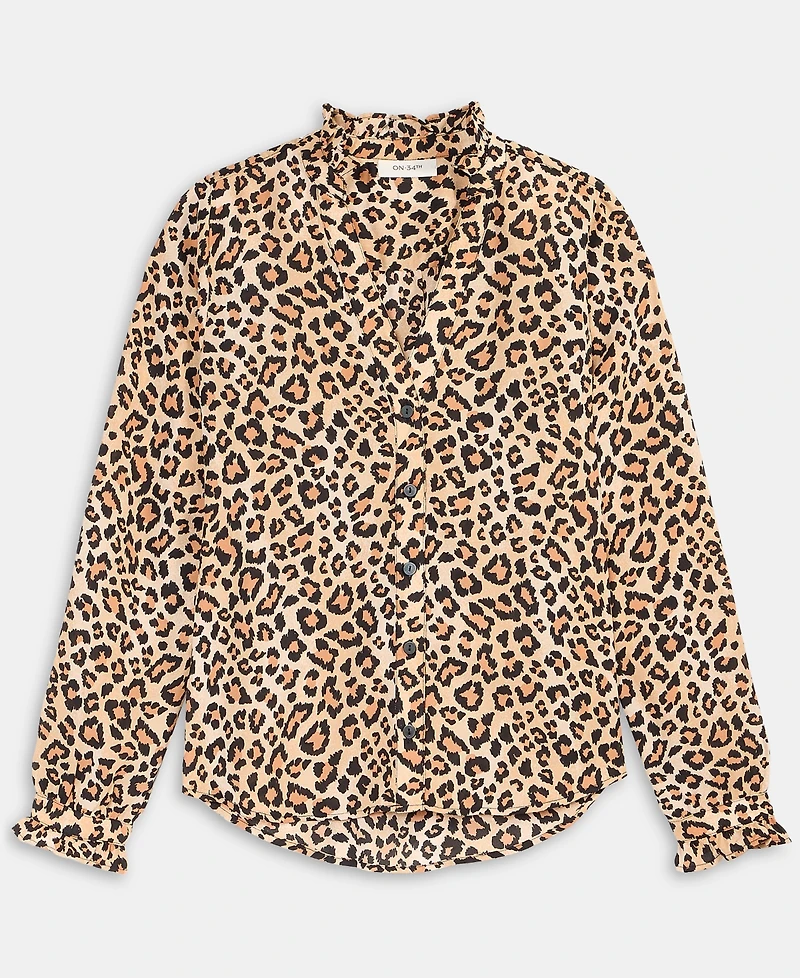 On 34th Women's Ruffle-Trim Split-Neck Blouse, Macy's Exclusive