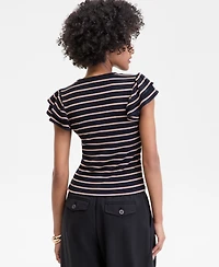 On 34th Women's Flutter-Sleeve Ribbed Top