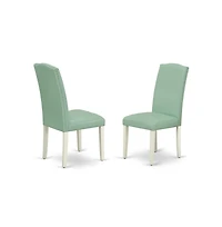 East West Furniture 5-Piece Kitchen Dinette Set Included 4 Parson Dining chairs Upholstered Nails Head Seat and Stylish Chair Back and Rectangular Din