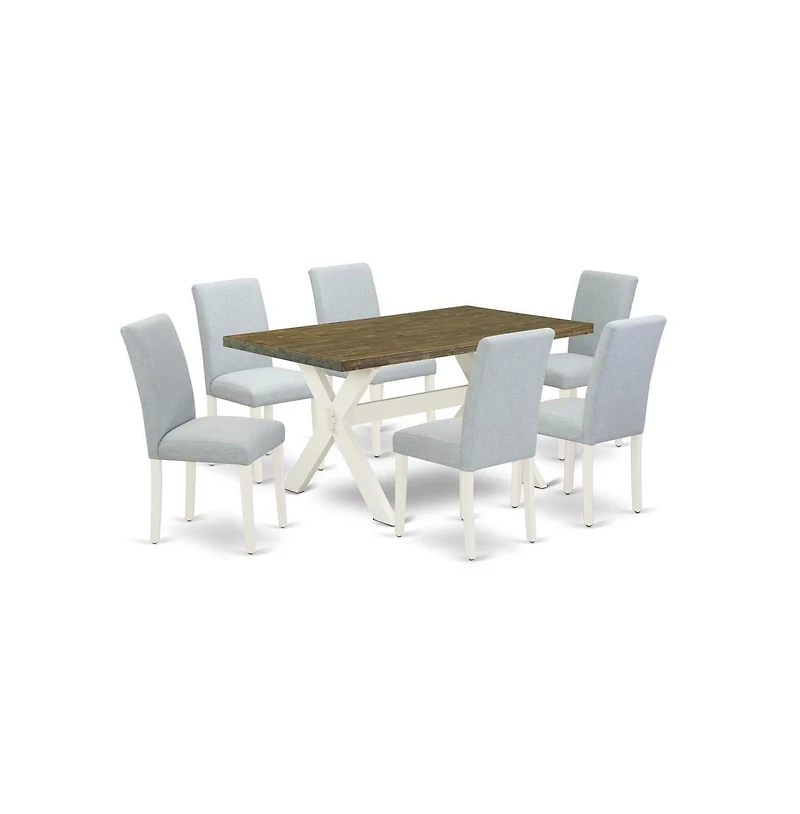 East West Furniture 7-Piece kitchen dining table set Includes 6 Kitchen Chairs with Upholstered Seat and High Back and a Rectangular Modern Rectangula
