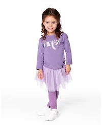 Deux par Girl Cotton Jersey Top Purple Gray with Owl - Toddler|Child