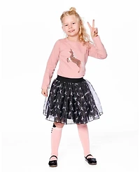 Deux par Big Girls Cotton Long Sleeve T-Shirt Dusty Pink with Sequin Unicorn
