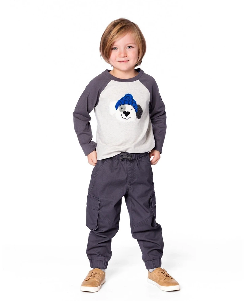 Deux par Boy Raglan Sleeve Cotton Jersey Tee Light Heather Gray