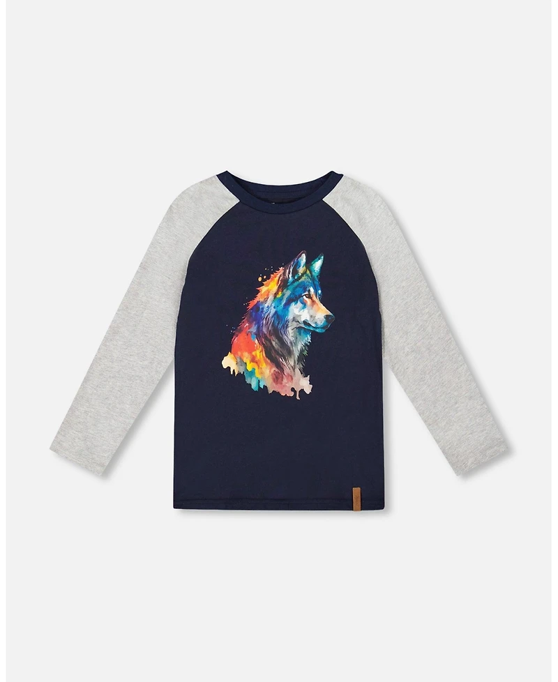 Deux par Boy Long Raglan Sleeve Jersey Tee Navy Blue - Child