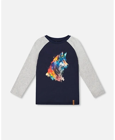 Deux par Boy Long Raglan Sleeve Jersey Tee Navy Blue - Child