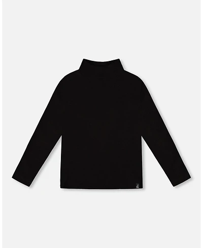 Deux par Girl Super Soft Ribbed Mock Neck Top Black