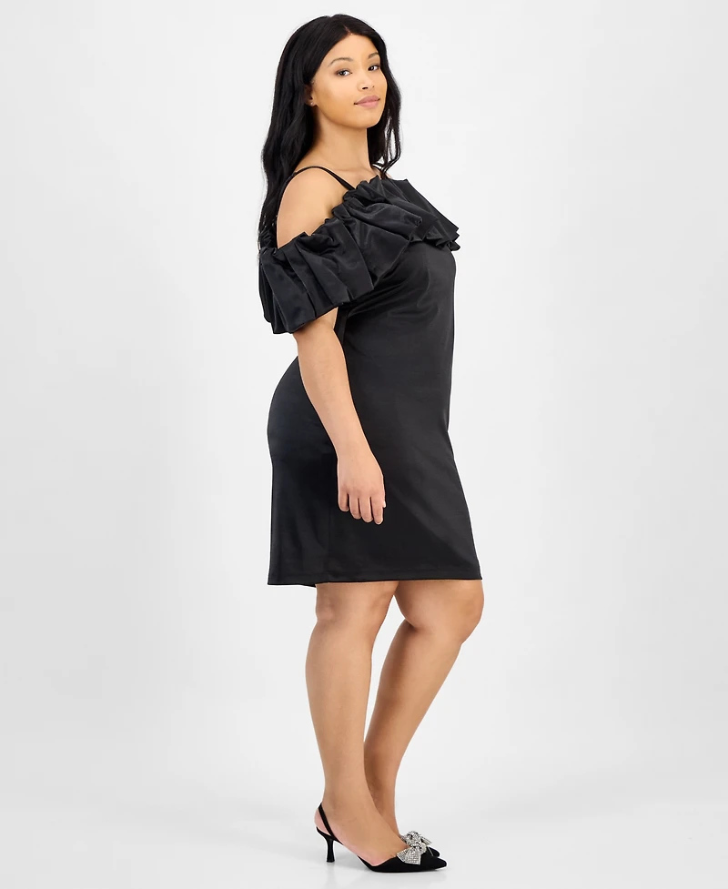 City Studios Trendy Plus Bubble-Trim Scuba Bodycon Dress