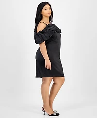 City Studios Trendy Plus Bubble-Trim Scuba Bodycon Dress