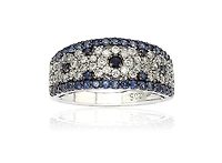 Suzy Levian New York Sterling Silver 2.28CT Sapphire & Created White Sapphire Abstract Ring