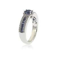 Suzy Levian Sterling Silver Sapphire & Created White Multi Set Bridal Ring