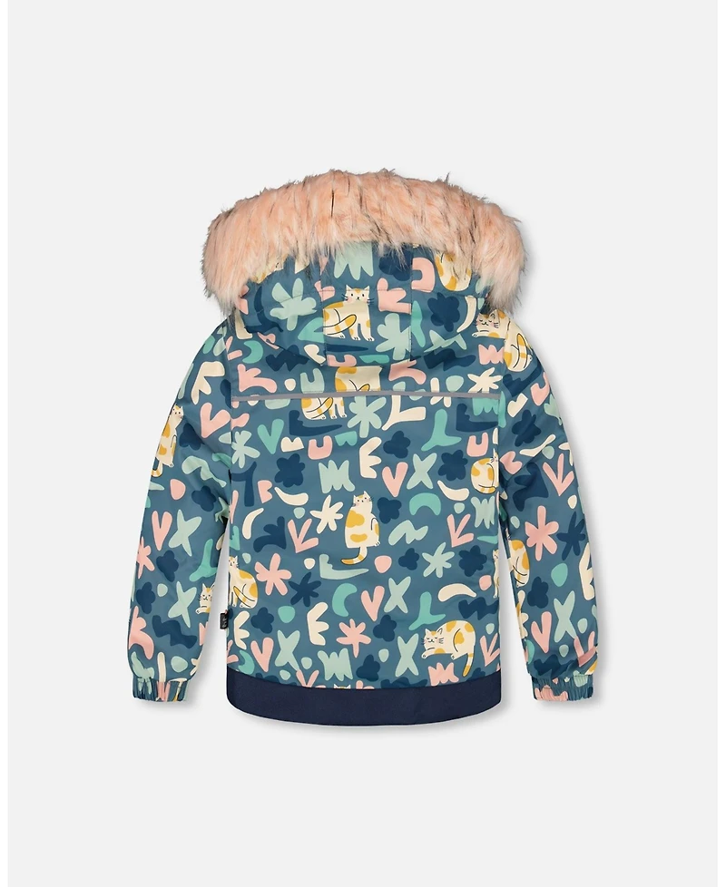 Deux par Girl Two-Piece Discover Snowsuit with Printed Jacket Dusty Pink - Toddler|Child