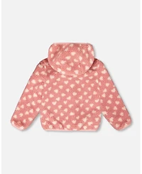 Deux par Girl Reversible Mid-Season Sherpa Jacket Pink Heart - Child