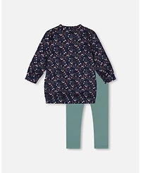 Deux par Girl Tunic and Leggings Set Navy Floral - Child