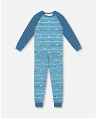 Deux par Big Boys Two-Piece Cotton Pajama Set Blue Dog Print