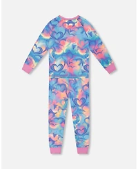 Deux par Girl Cotton Two-Piece Pajamas Rainbow Heart Print