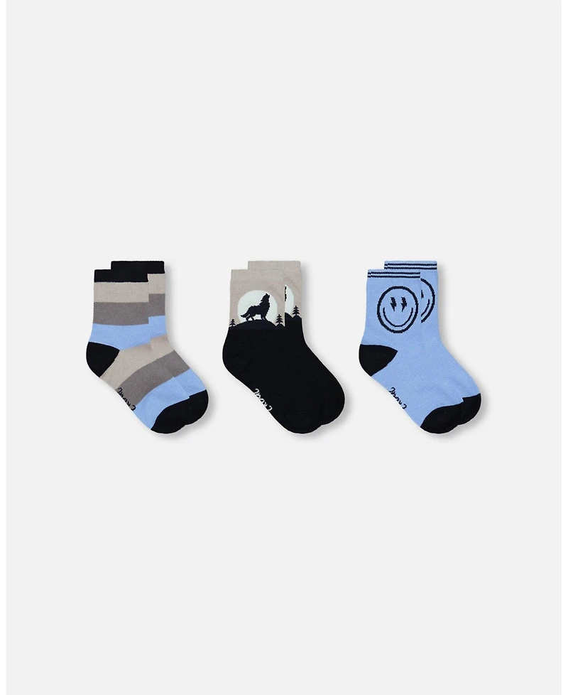 Deux par Boy 3-Pack Knit Socks Navy Blue - Toddler|Child