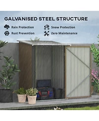 Outsunny 3.3' x 3.4' Metal Outdoor Storage Shed with Lockable Doors