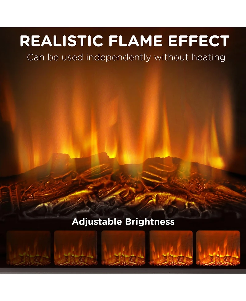 Homcom 27" Electric Fireplace Heater with Mantel & Remote Control,