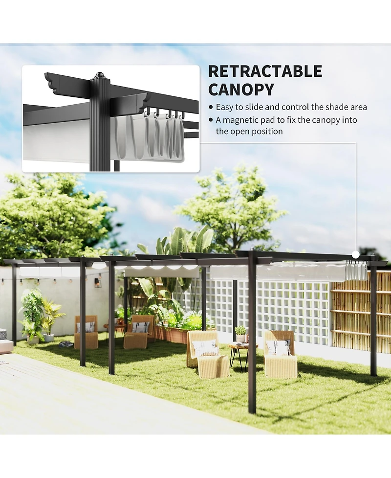 Outsunny 13' x 13' Aluminum Pergola with Retractable Canopy,