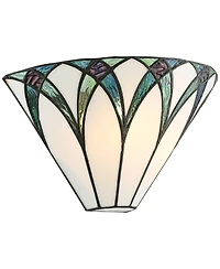 Regency Hill Filton Tiffany Style Wall Light Sconce Bronze Hardwire 12 1/4" Fixture White Blue Stained Art Glass Shade for Bedroom Bathroom Hallw