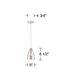 Possini Euro Design Portico Chrome Mini Pendant 5" Wide Modern Vacuum Plated Crackle Glass for Dining Room House Foyer Kitchen Island Entryway Be