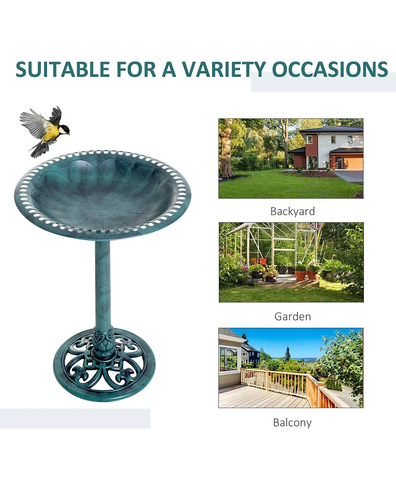Outsunny 28" Outdoor Bird Bath Fountain Backyard Feeder Sd Ornaments