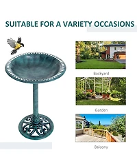 Outsunny 28" Outdoor Bird Bath Fountain Backyard Feeder Sd Ornaments
