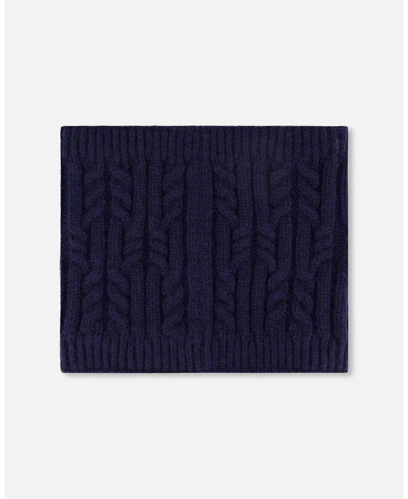 Deux par Kids Unisex Lined Winter Neckwarmer Navy Blue - Toddler|Child