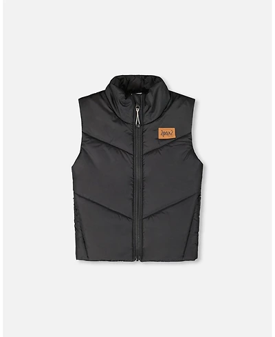 Deux par Toddler Boys Quilted Mid-Season Sleeveless Vest Black - Toddler|Child