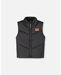 Deux par Toddler Boys Quilted Mid-Season Sleeveless Vest Black - Toddler|Child