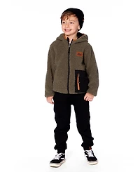 Deux par Baby Unisex Reversible Mid-Season Sherpa Jacket Khaki