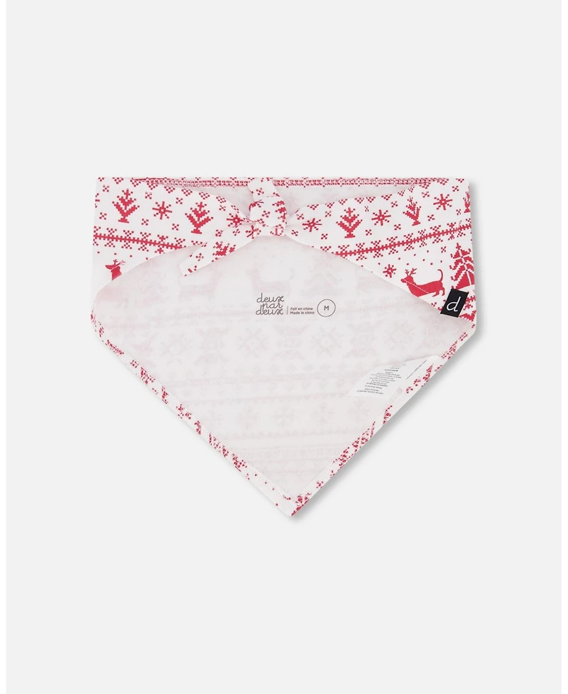 Deux par Dogs Cotton Christmas Bandana for Red and White Fairisle 