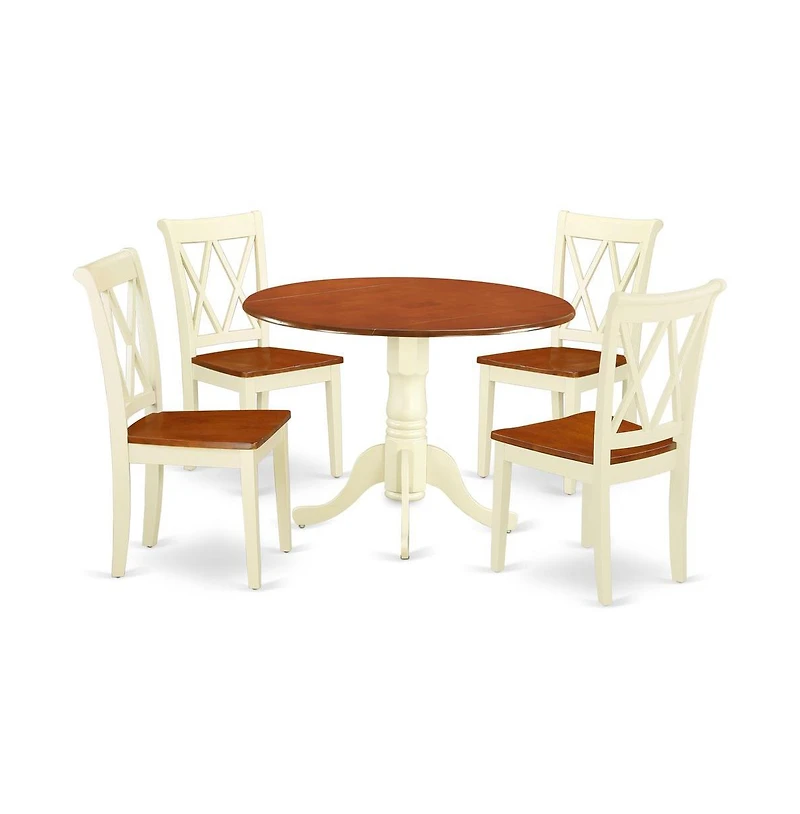 East West Furniture Dining Room Set Buttermilk & Cherry