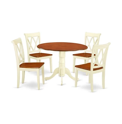 East West Furniture Dining Room Set Buttermilk & Cherry