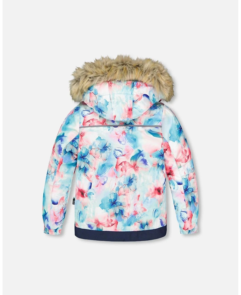 Deux par Big Girls Two-Piece Play Snowsuit with Printed Jacket Flash Floral