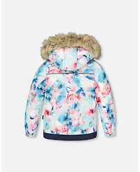 Deux par Big Girls Two-Piece Play Snowsuit with Printed Jacket Flash Floral