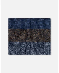Deux par Boy Lined Knit Neckwarmer Taupe and Navy - Toddler|Child