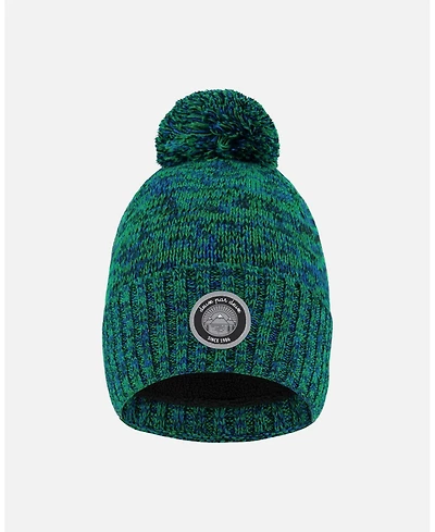 Deux par Boy Lined Knit Pompom Hat Green and Blue - Toddler|Child