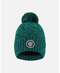 Deux par Boy Lined Knit Pompom Hat Green and Blue - Toddler|Child