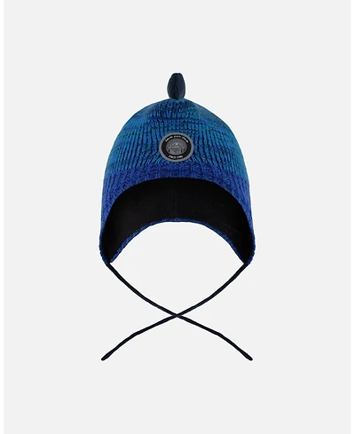 Deux par Boy Lined Dino Peruvian Knit Winter Hat with Pompom Blue - Toddler|Child