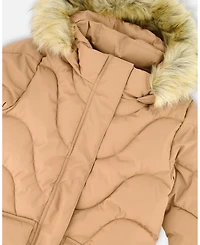 Deux par Girl Long Wavy Quilt Puffy Winter Coat Chanterelle