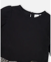 Deux par Big Girls Glittering Mesh Skirt Party Dress Black